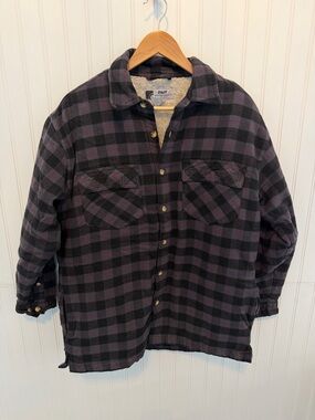 Utility - Men’s Black & Gray Plaid Sherpa-Lined Shirtless Jacket Size M